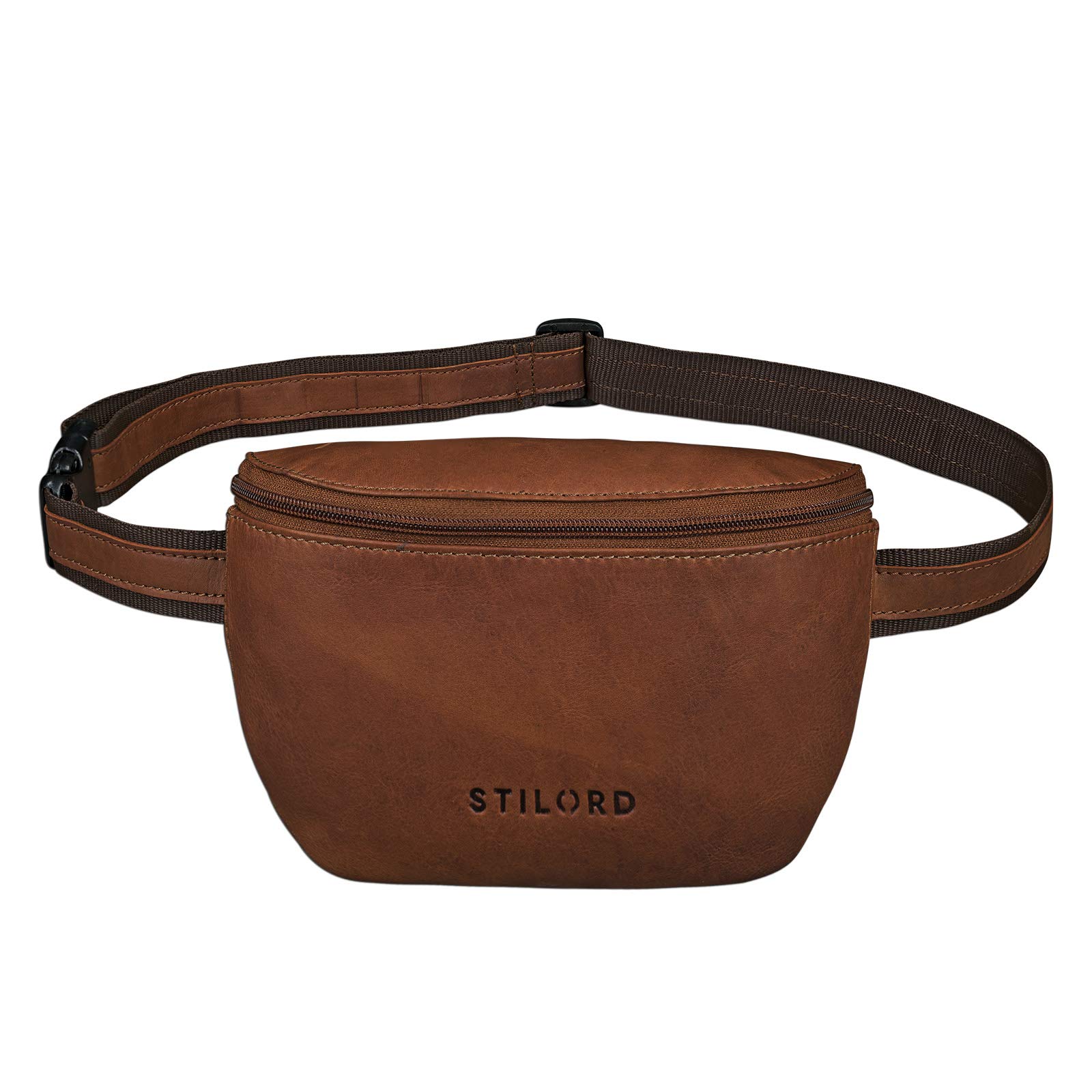 STILORD "Jules" Bumbag Leather Small Vintage Pouch Bag Waist Bag Belt Bag for Men Women Party Festival Smartphone in Genuine Buffalo Leather Colour:Cognac-Brown