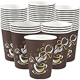 CUPLOOV 300pcs 12oz Disposable Coffee Cups Bulk Thickened Paper Coffee Cups for Hot Beverage, Cafes, Offices, Homes, Parties, Picnic Travel, Winter Christmas Holiday Indoor & Outdoor Activities, Brown