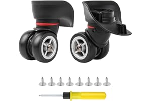 BQLZR Luggage Wheels Replacement Black Plastic Left&Right Luggage Suitcase, with 4 Holes,Hole Pitch: (1.29"/1.53"/1.77"/1.22"),360 Degree Rotation Wheels Replacement Pack of 2