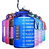 ETDW Gallon Motivational Water Bottle with Straw & Time Marker, 128oz Big Sports Water bottle with Handle BPA Free, Leakproof