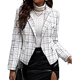 Mina Self 2026 Plaid Tweed Blazer Jackets - Double Breasted Slim Trendy Casual Outfits with Pockets