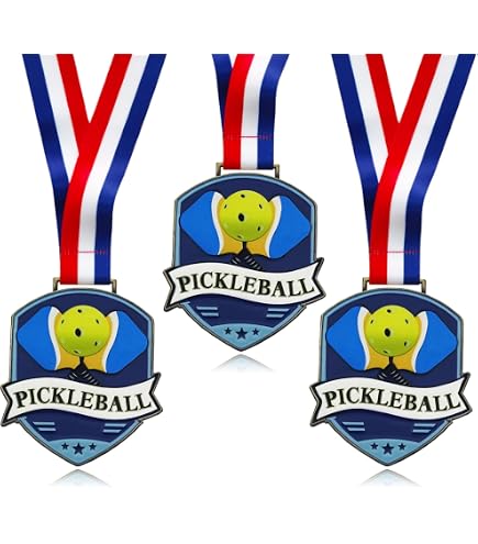 FUOYLOO Lot De 3 Médailles Pickleball – Métal Et Ruban – Parfaites Pour Récompenser Vos Champions Lors De Tournois, Fêtes Et Compétitions Jeunes