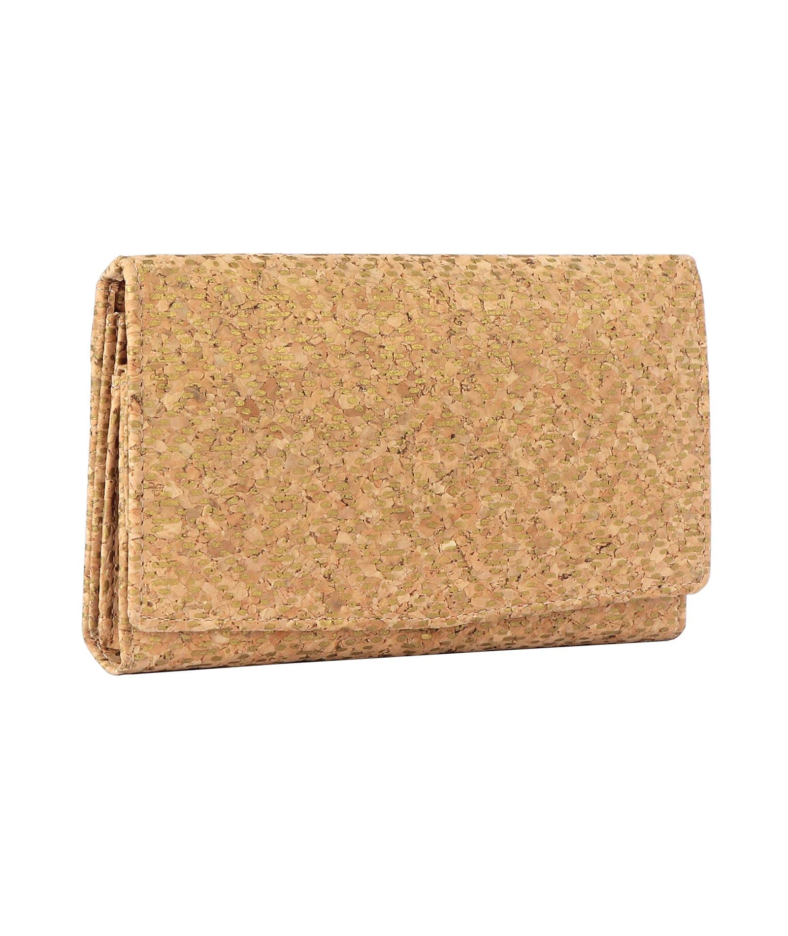 Hudson & James Ladies Cork Vegan RFID Blocking Card Holder Wallet Purse Card Women Wallet (Cork with Gold Pattern)