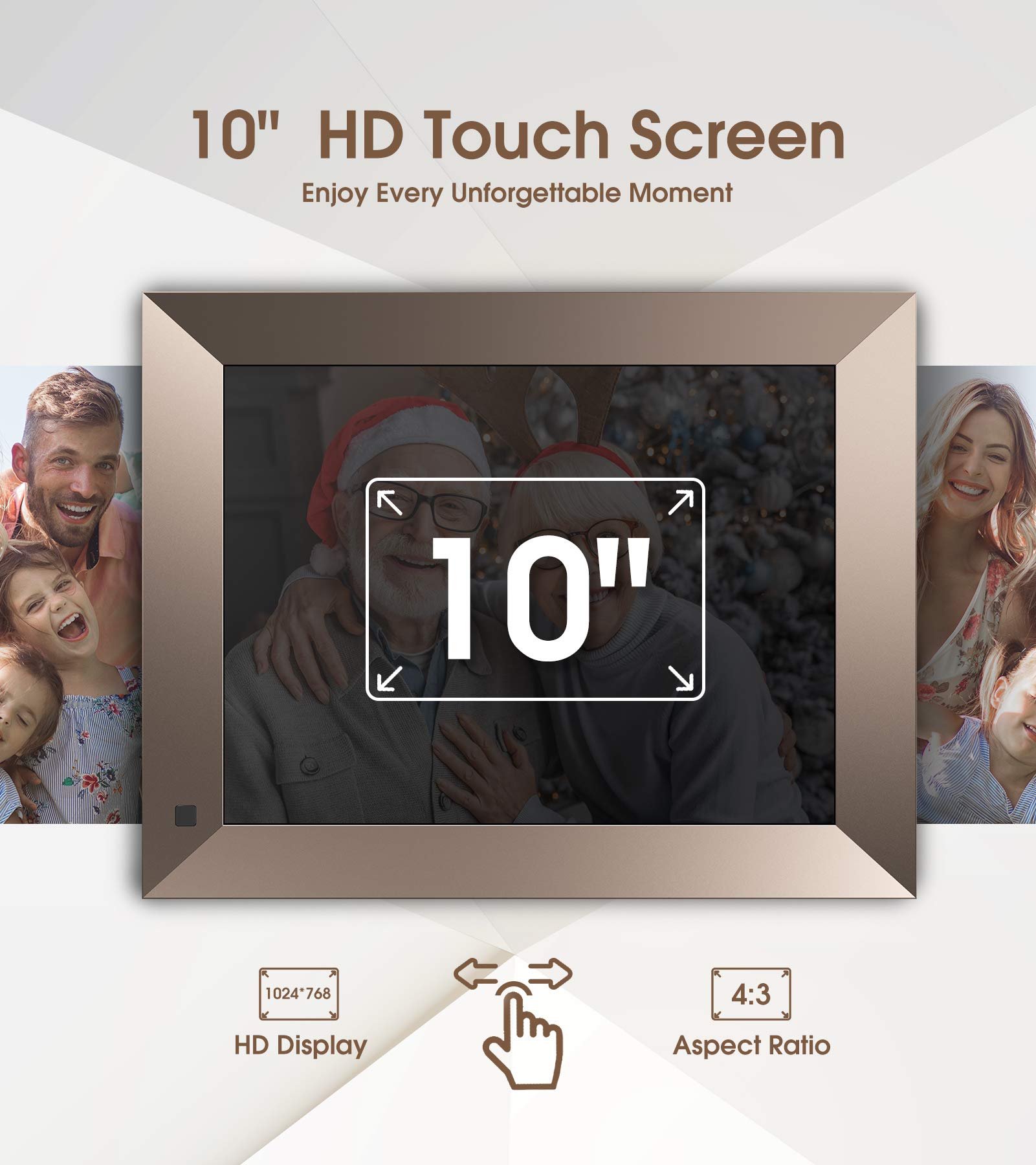 Dragon Touch 10 Inch WiFi Digital Picture Frame,Adjustable Magnetic Stand,IPS Touch Screen HD Display,16GB Storage,Motion Sensor,Auto-Rotate,Share Photos and Video via App and E-mail(Classic 10 Elite)
