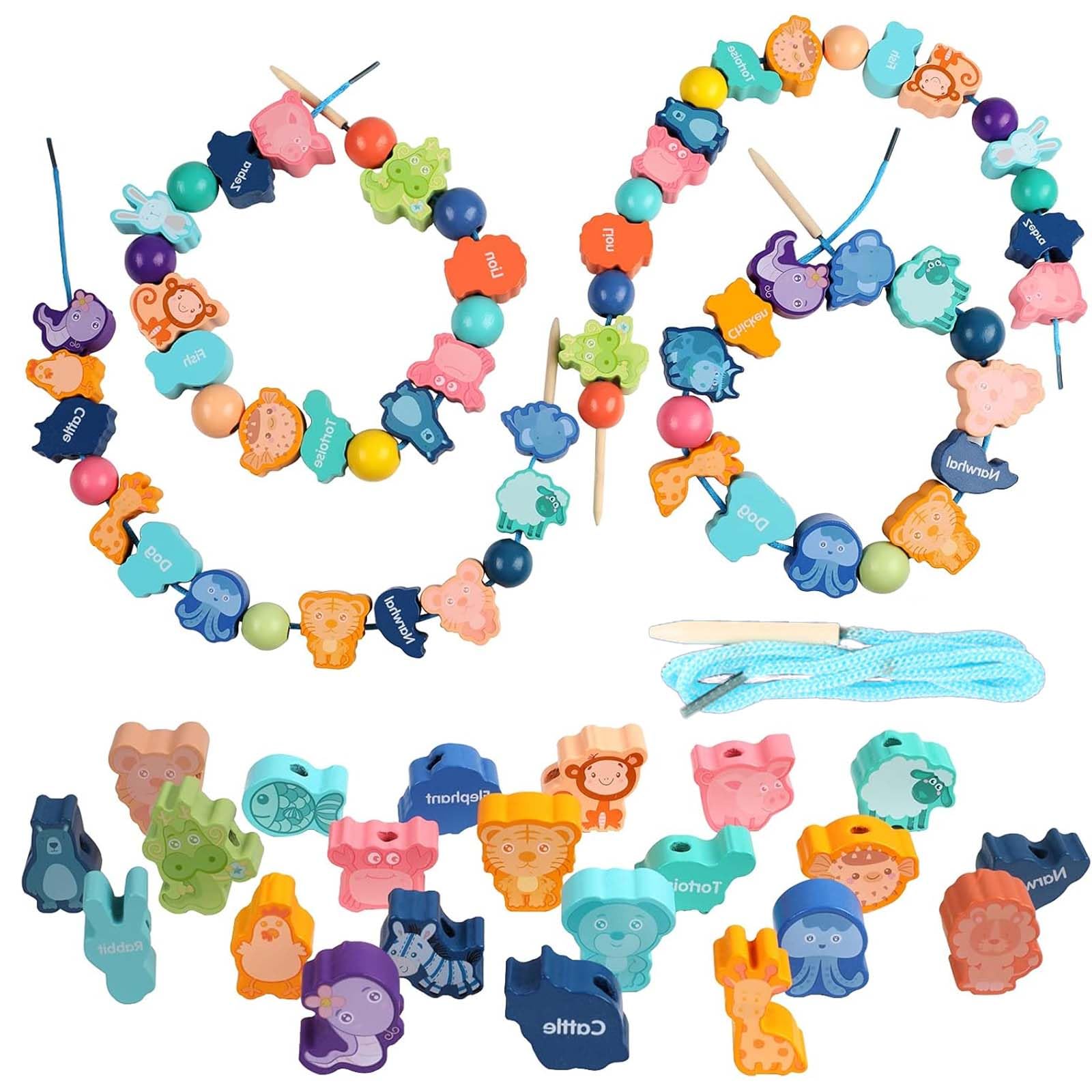 MXHBSTP 32Pcs Threading Toys - Boys & Girls Fine Motor Skills Educational Learning Toys & Gifts