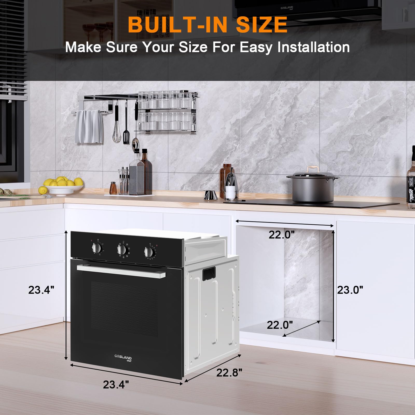 GASLAND ES609MBN Wall Oven, Black
