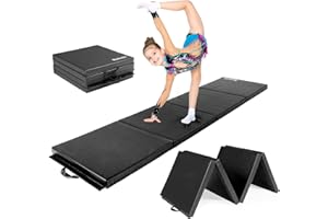 Matladin 8' Folding Gymnastics Gym Exercise Aerobics Mat, 8ft x 2ft x 2in PU Leather Tumbling Mats with Hook & Loop Fastener for Stretching Yoga Cheerleading Martial Arts