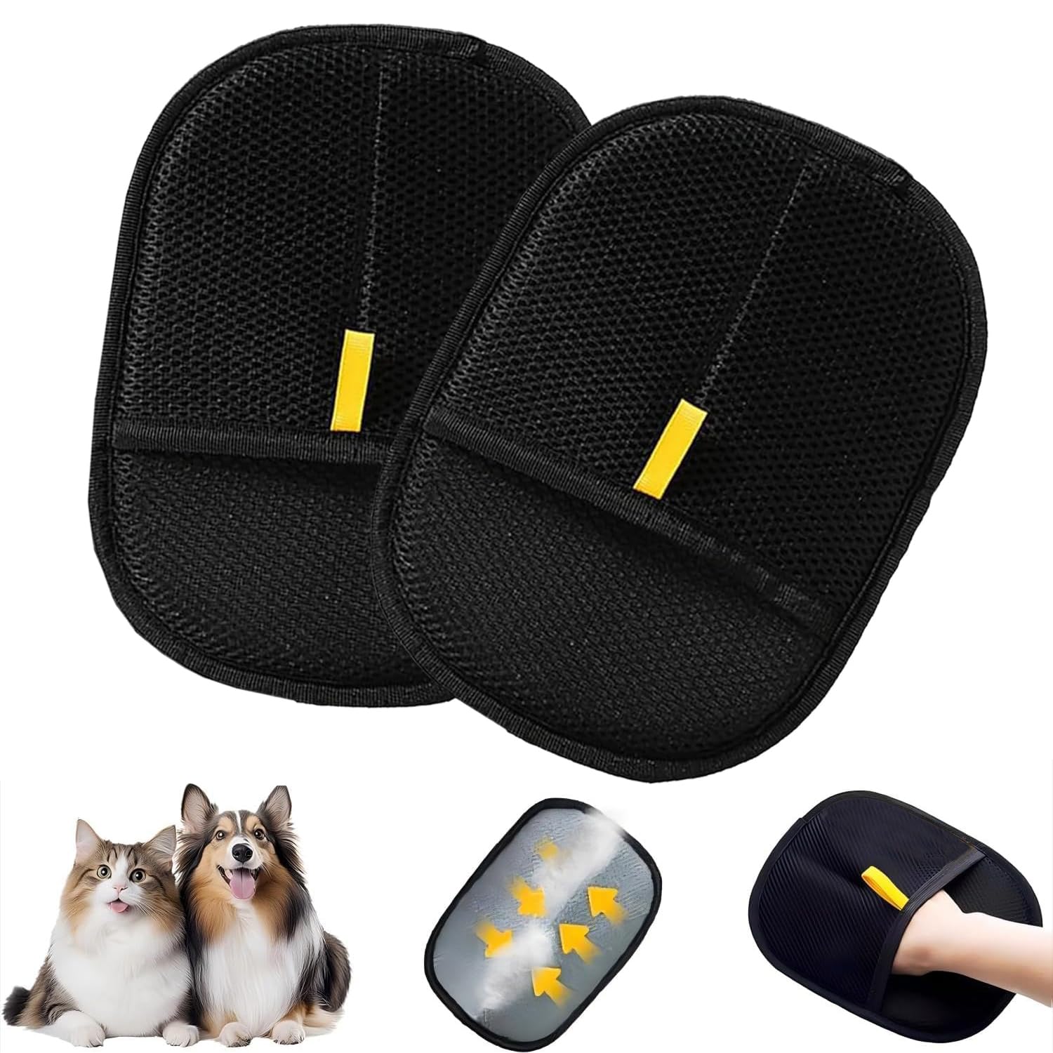 Photo 1 of *2 pack* RWSEFK Pet Hair Removal Glove for Cats & Dogs, Efficient Grooming Gloves for Pet Hair, Cat Grooming Gloves for Hair Removal?Reusable Cat & Dog Hair Remover for Couch, Furniture, Carpet, Curtain(2Pcs)