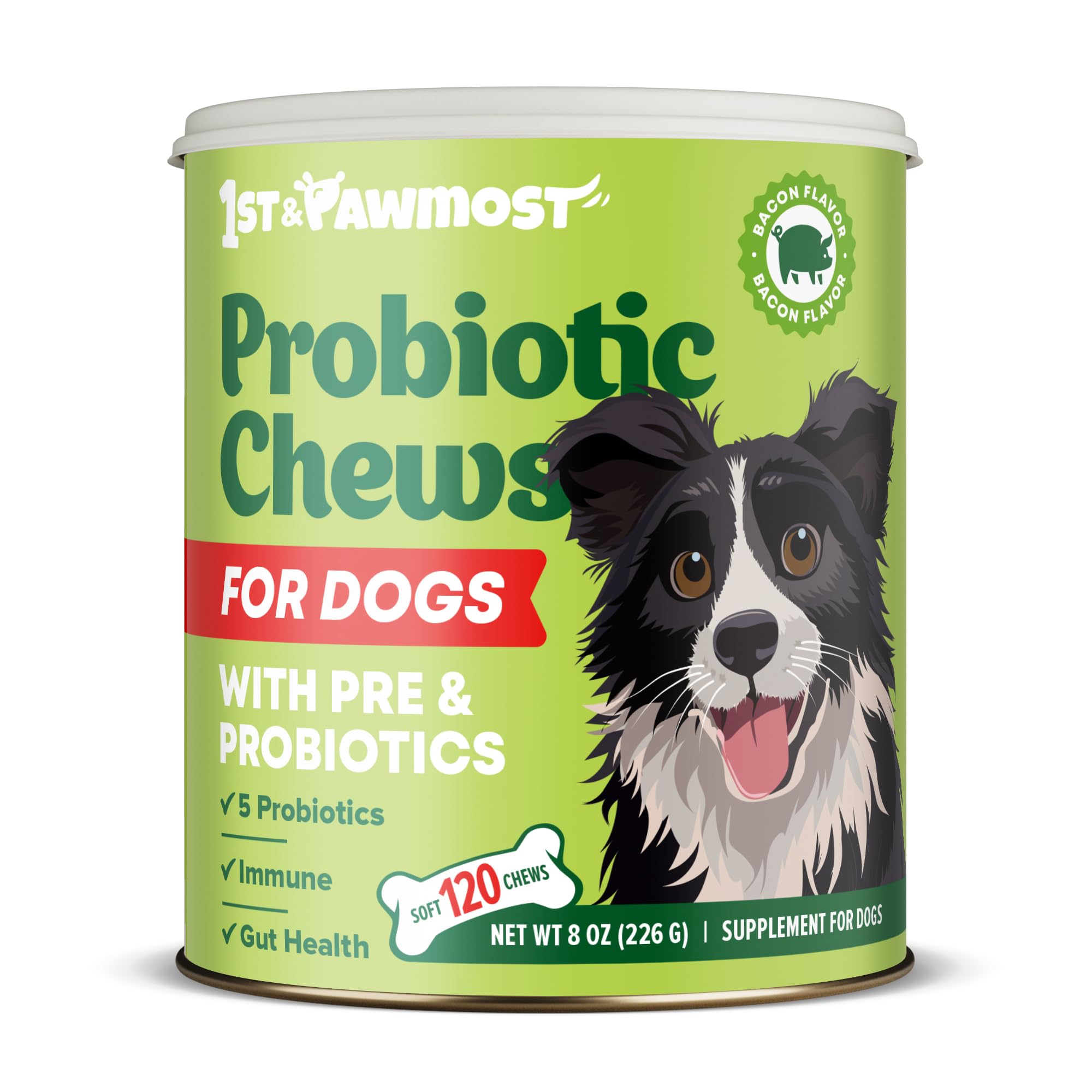 Photo 1 of Dog Probiotic Chews Gut Health & Digestive Function Support Anti Diarrhea Upset Stomach & Gas Relief Yeast Balance Allergies & Itching Prebiotic Supplement Chews - 120 pcs EXP-11/2025