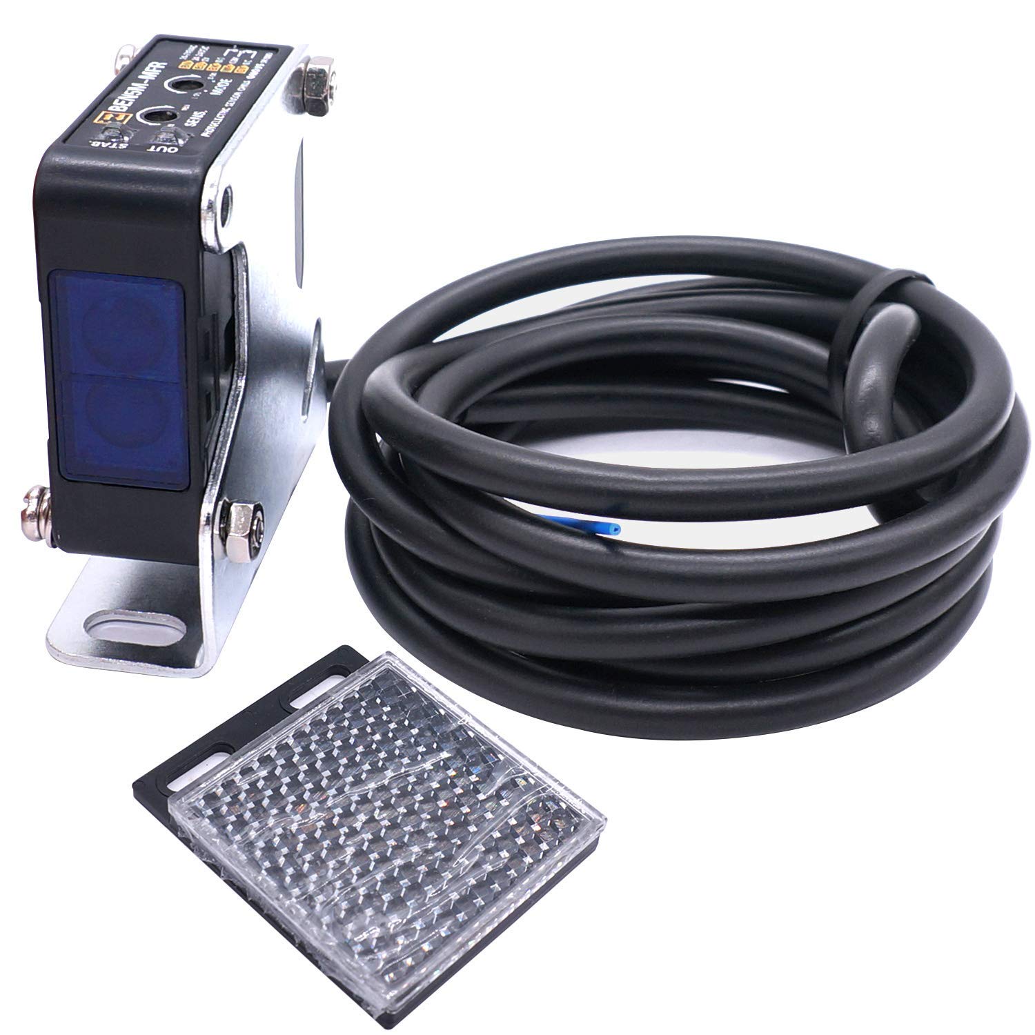 Taiss/Indoor Wall Mounted Photoelectric Beam Sensor 24-240VDC 24-240VAC Retroreflective photoelectric Sensor Switch Proximity Switch Induction Distance 5M BEN5M