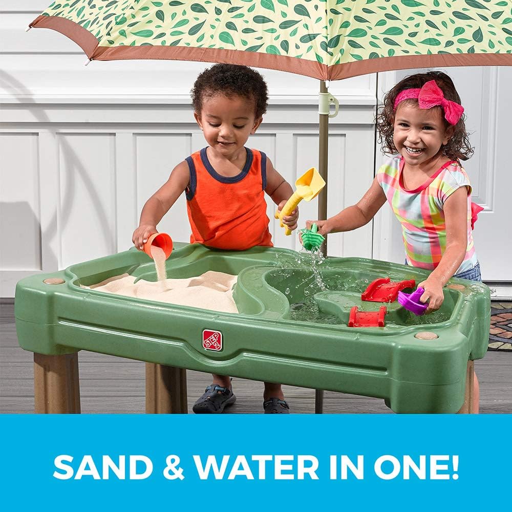 step2 cascading cove sand and water table with cover and umbrella