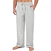 Wenouy Men's Cotton Pajama Pants Soft Sleep Lounge Pants with Pockets & Drawstring Sleepwear PJ Bottoms for Men