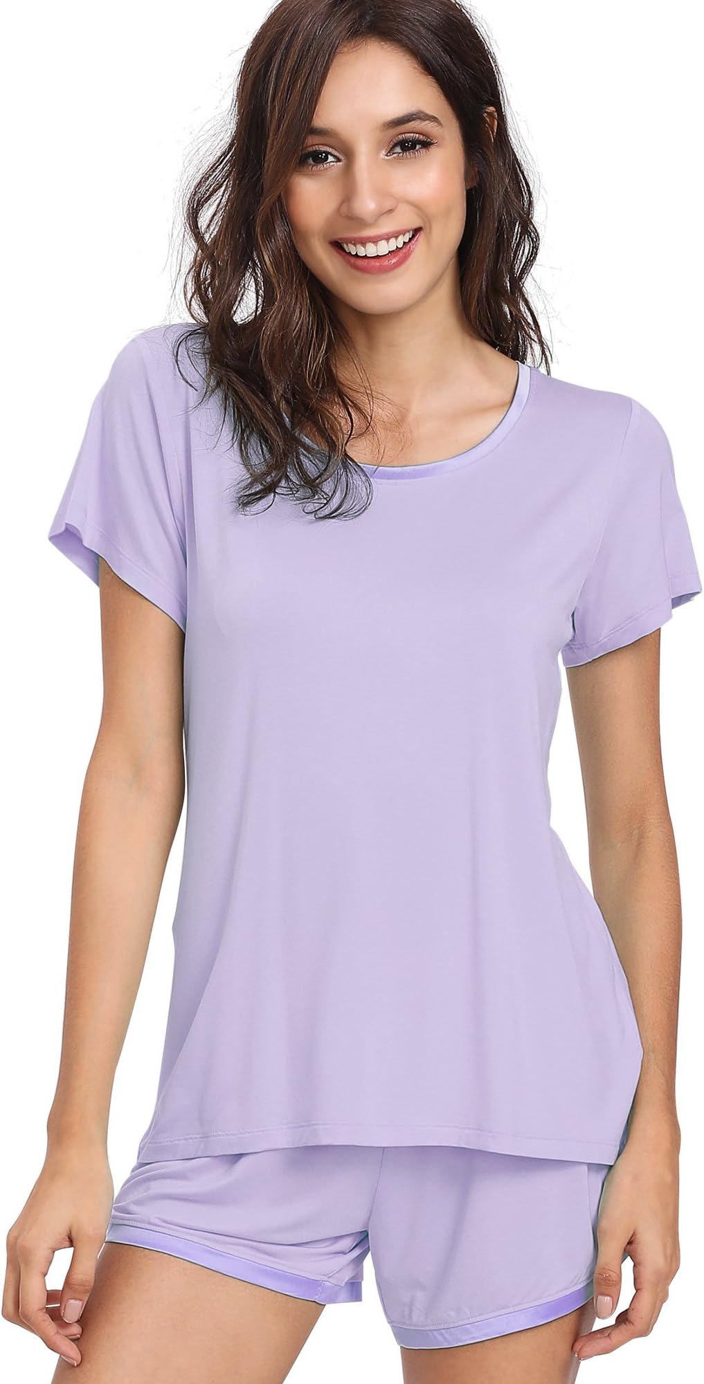 NEIWAI Women’s Pajamas Set Bamboo Viscose Short Sleeve Sleepwear Pj Set S-4X