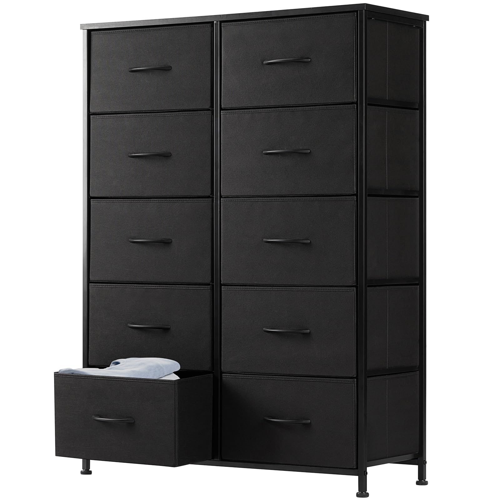 Photo 1 of ***MISSING HARDWARE, SELLING FOR PARTS AS IS FINAL SALE***DUMOS Dresser for Bedroom, 10 Storage Drawers, Wide Fabric Closet Chests Organizer Tower Furniture with Wooden Top Metal Frame for Clothes, Guest Room, Living Room, Hallway, Entryway***MISSING HARD