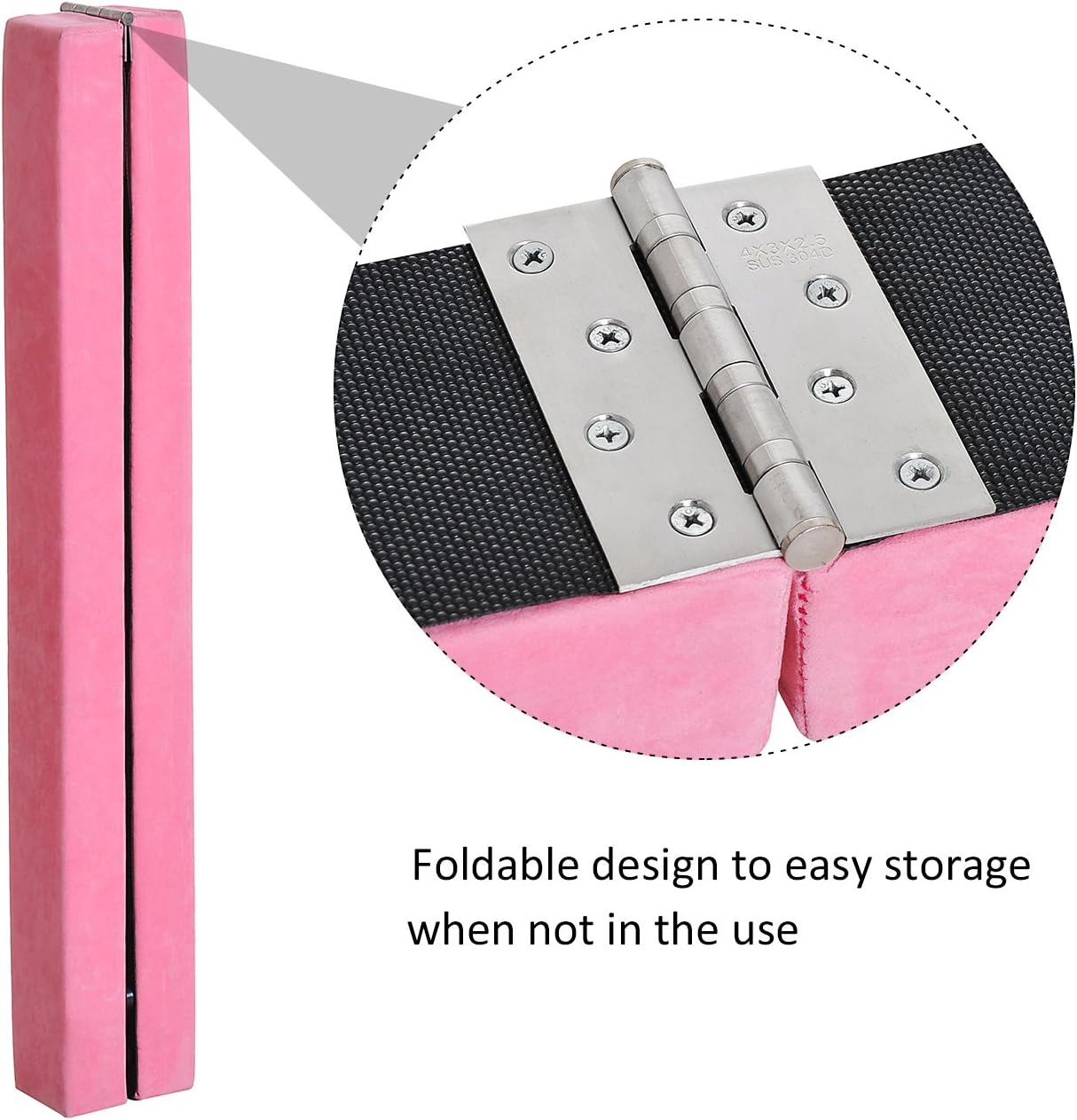 HOMCOM 2.1M 7FT Gymnastics Folding Balance Beam Home Gym Training Exercise Sports - Pink, 210L x 10W x 6.5H cm - Image 5