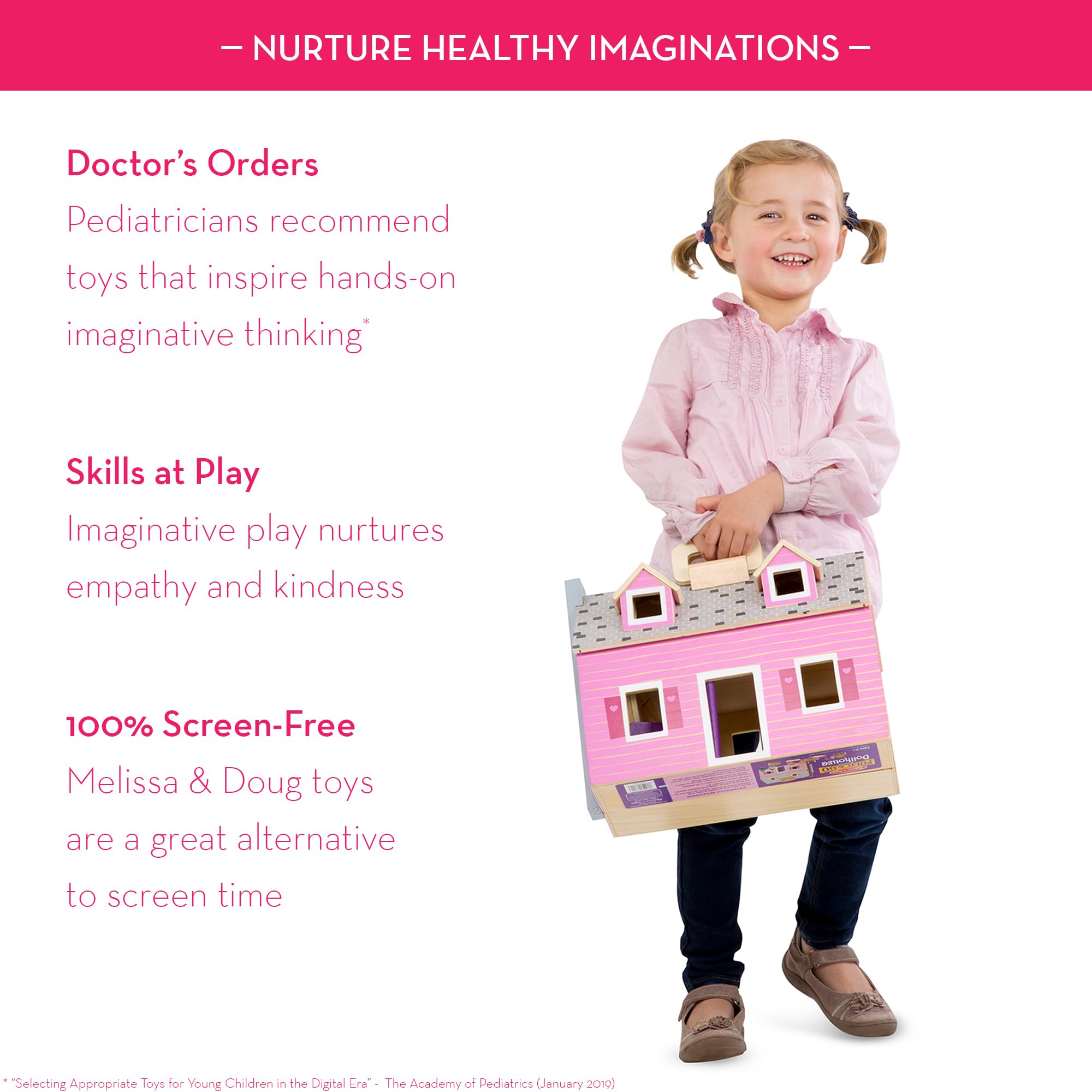 Melissa & Doug Fold and Go Wooden Dollhouse with 2 Dolls and Wooden Furniture,Multi,One Size