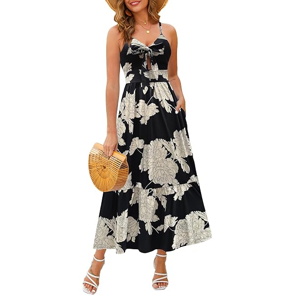 Women's Summer Floral Maxi Dress 2025 - V-Neck Sleeveless Halter Long Dress, Casual & Vacation Dress (95% Polyester, 5% Spandex) - View #5