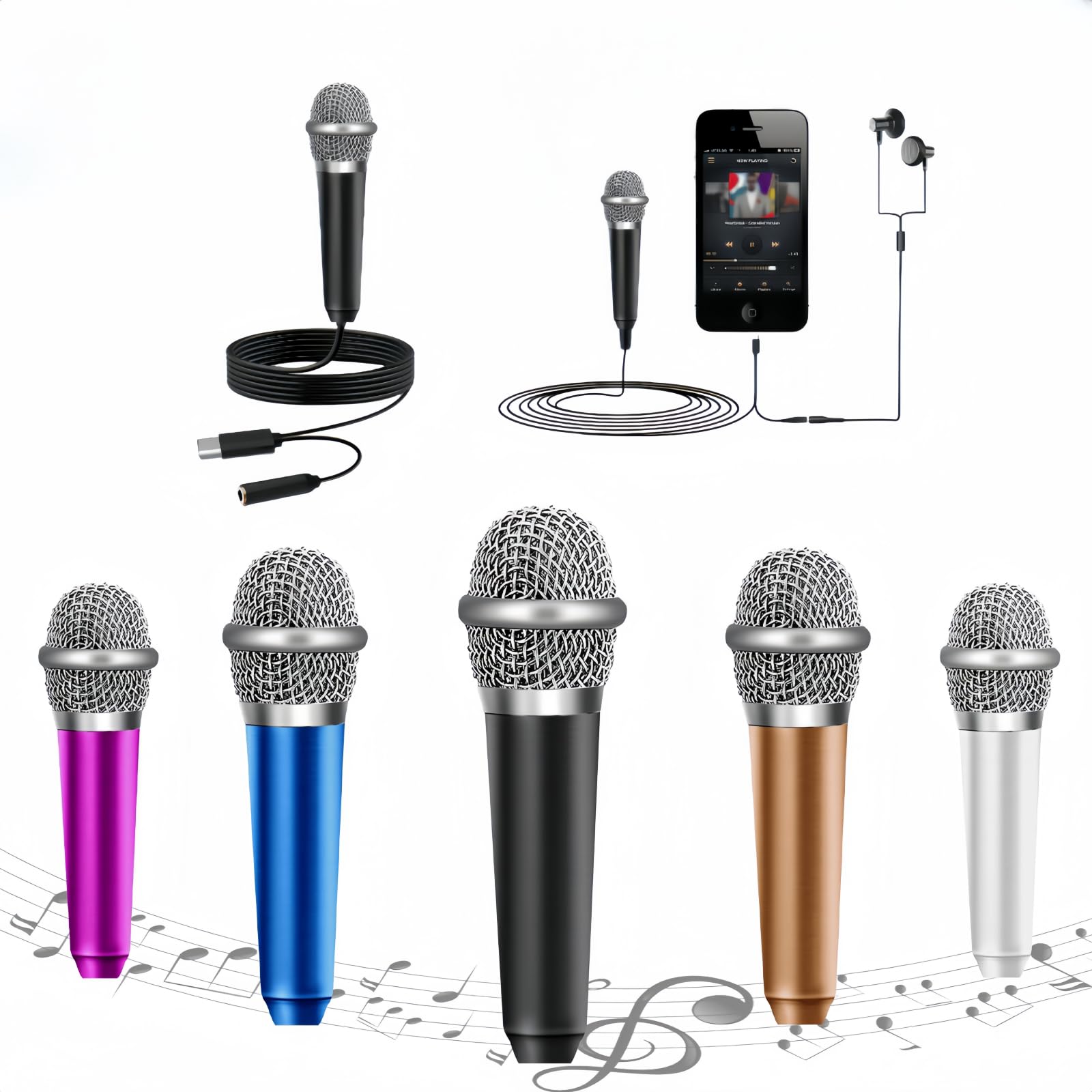 Photo 1 of JeMii Type-C Mini Microphone,Portable Vocal Tiny Microphone, Asmr Microphone,Phone Microphone, Mini Karaoke Microphone for,Android Voice Video Recording Singing, Vlogging(Black)