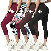 MaaGcc High Waisted Yoga Leggings for Women 4 Pack - Tummy Control Workout Capris with Pockets