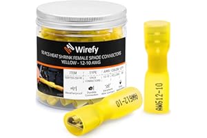 90 PCS Wirefy Female Spade Connectors - Heat Shrink Spade Connector Kit - Quick Disconnect Wire Connectors - Electrical Spade Terminals - Yellow 12-10 Gauge