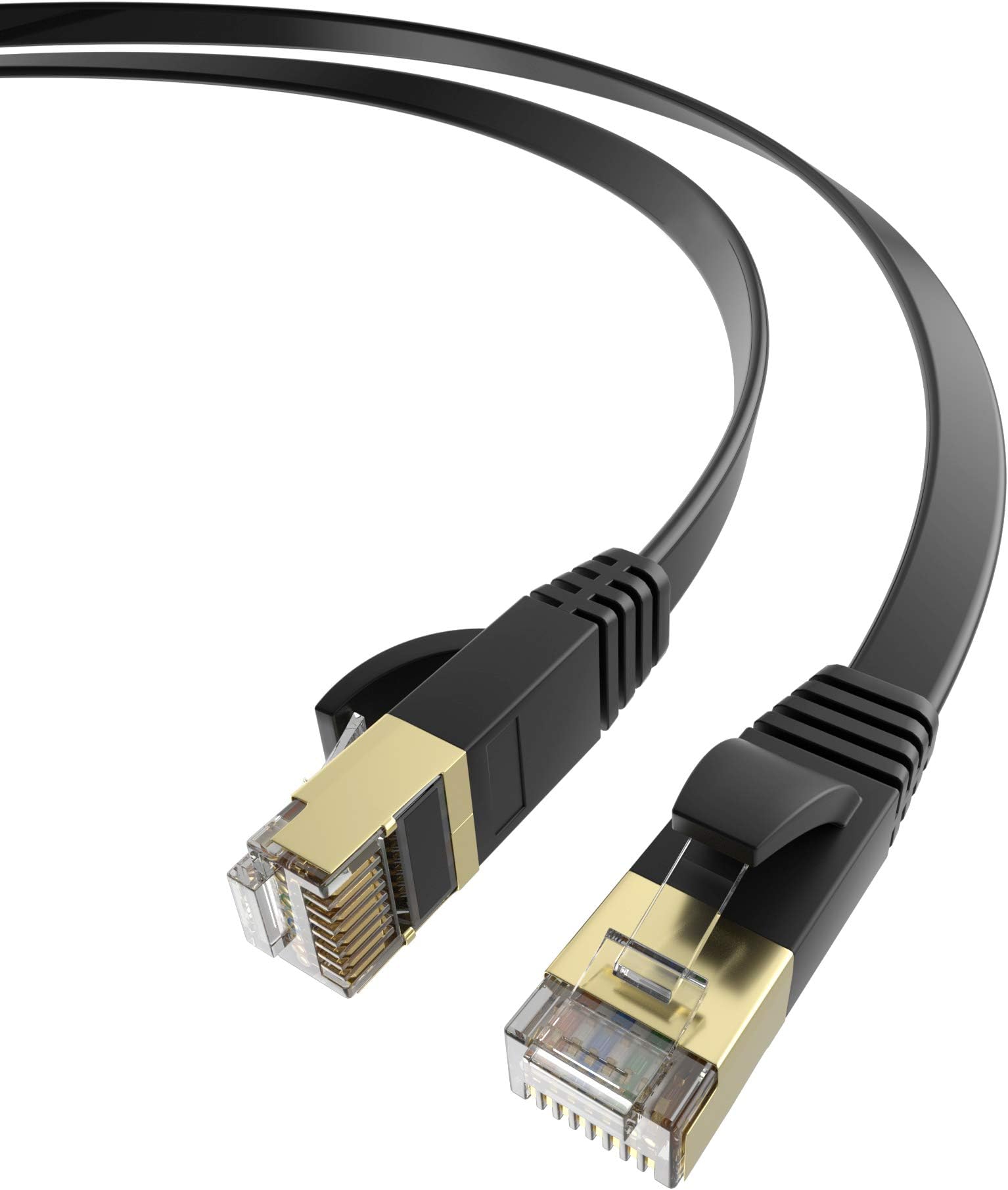 Postta Flat CAT7 Cable(3 FT) 10 Gigabit 600MHz Network Ethernet Patch Cable STP Shielded RJ45 LAN Cord -1 Pack(Black)