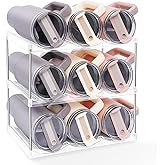 3-Tier Stackable Water Bottle Organizer for Stanley Cup 40oz, Tumbler Organizer, Space-Saving Storage Holder Rack for Large Cups, Ideal for Home and Kitchen Cabinet, Countertop, Pantry, Wine Rack