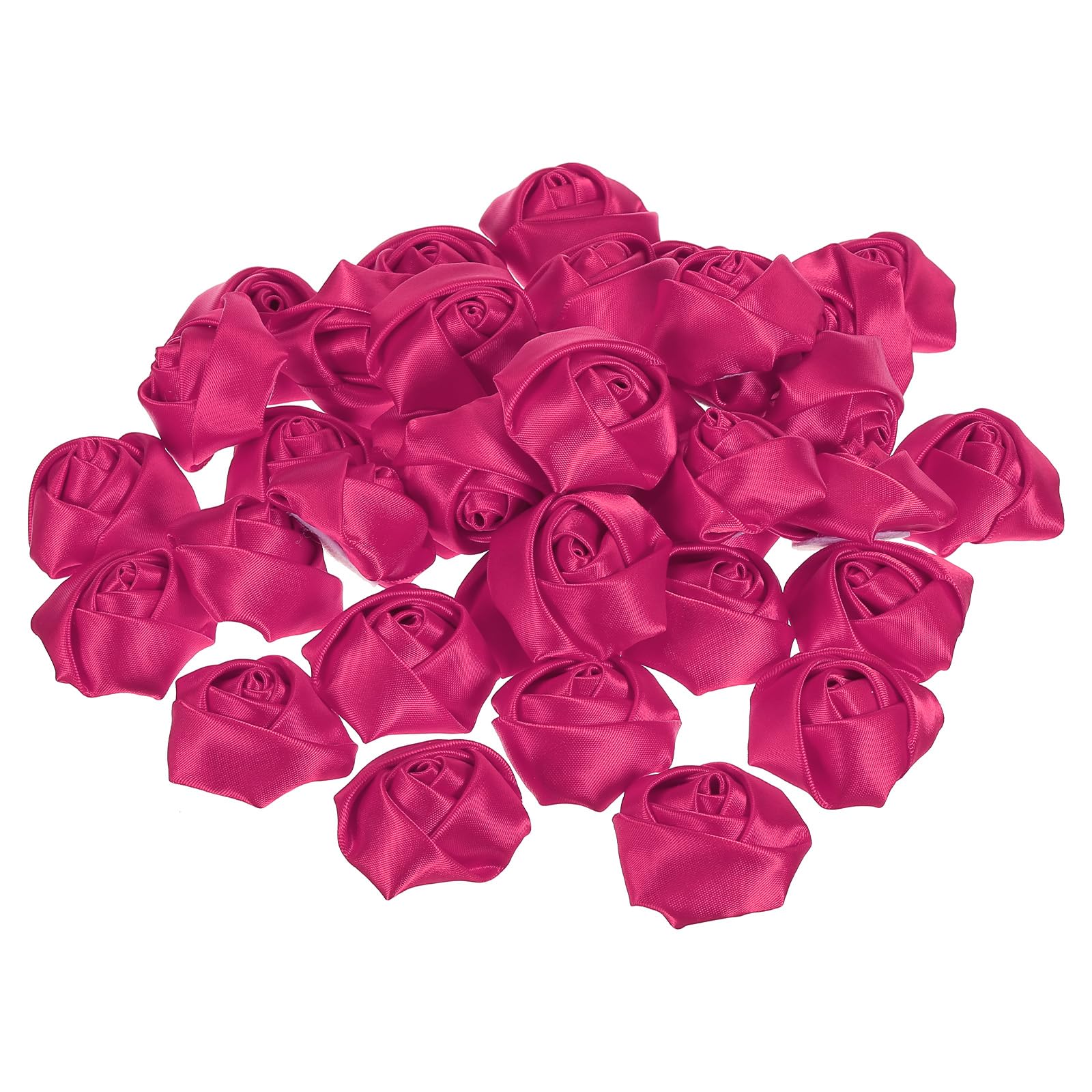 PATIKIL 1.6" Satin Ribbon Roses, 20 Pack Artificial Flowers Roses Heads Handmade Fake Flowers Fabric Flowers for Crafts Wedding Bouquet, Rose Red