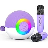Heroange Karaoke Microphone Machine Toys for Kids Adults, Mini Portable Bluetooth Speaker with 2 Wireless Mics, Christmas Birthday Gifts for Boys Girls Ages 3 4 5 6 7 8 9 10 11 12+ Year (Purple)