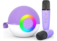 Heroange Karaoke Microphone Machine Toys for Kids Adults, Mini Portable Bluetooth Speaker with 2 Wireless Mics, Christmas Bir