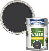 Johnstone's Exterior Smooth Masonry Paint Black 5L Up to 15 Years Protection