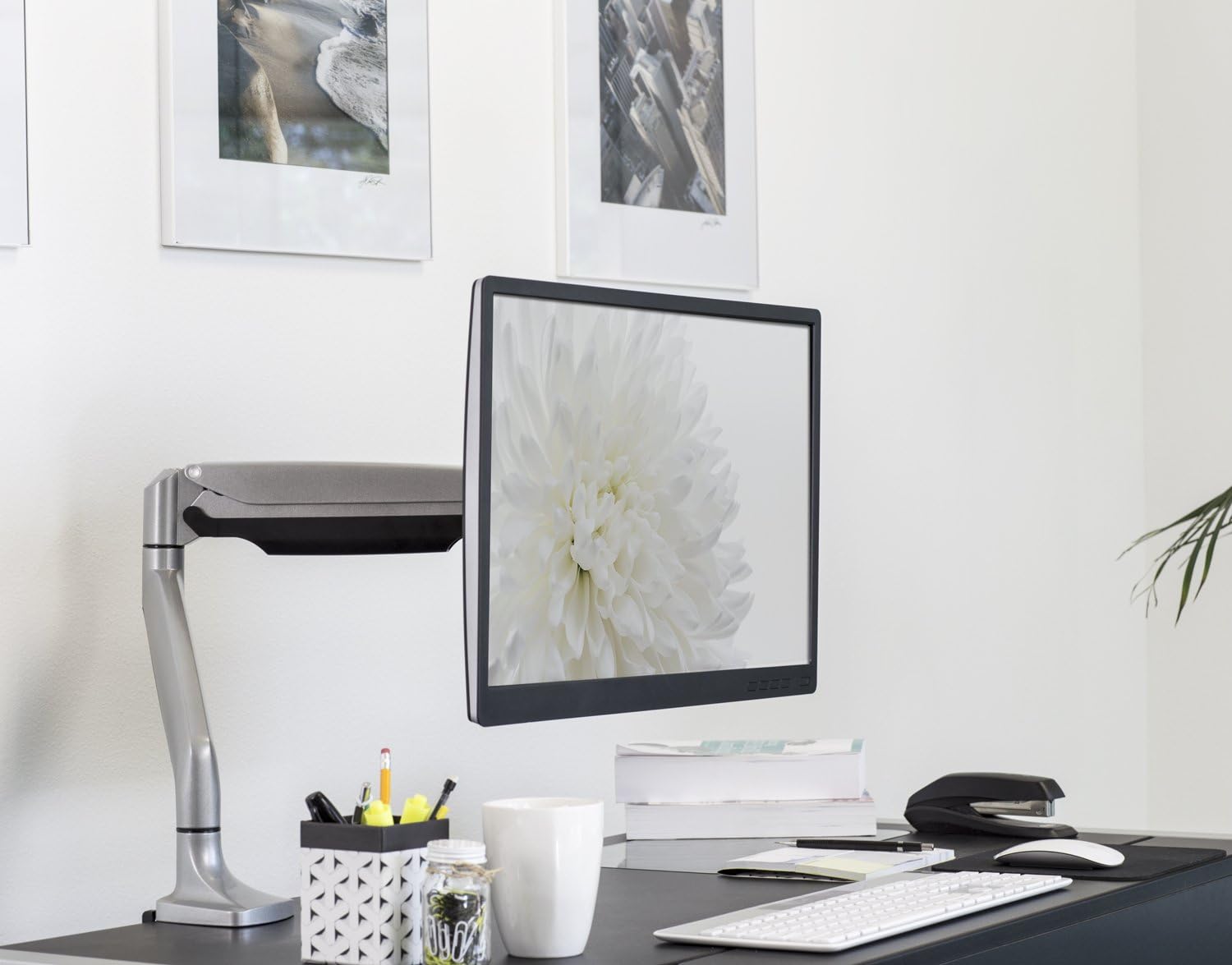 Mount-It! Single Monitor Arm Desk Mount, Silver - Image 3