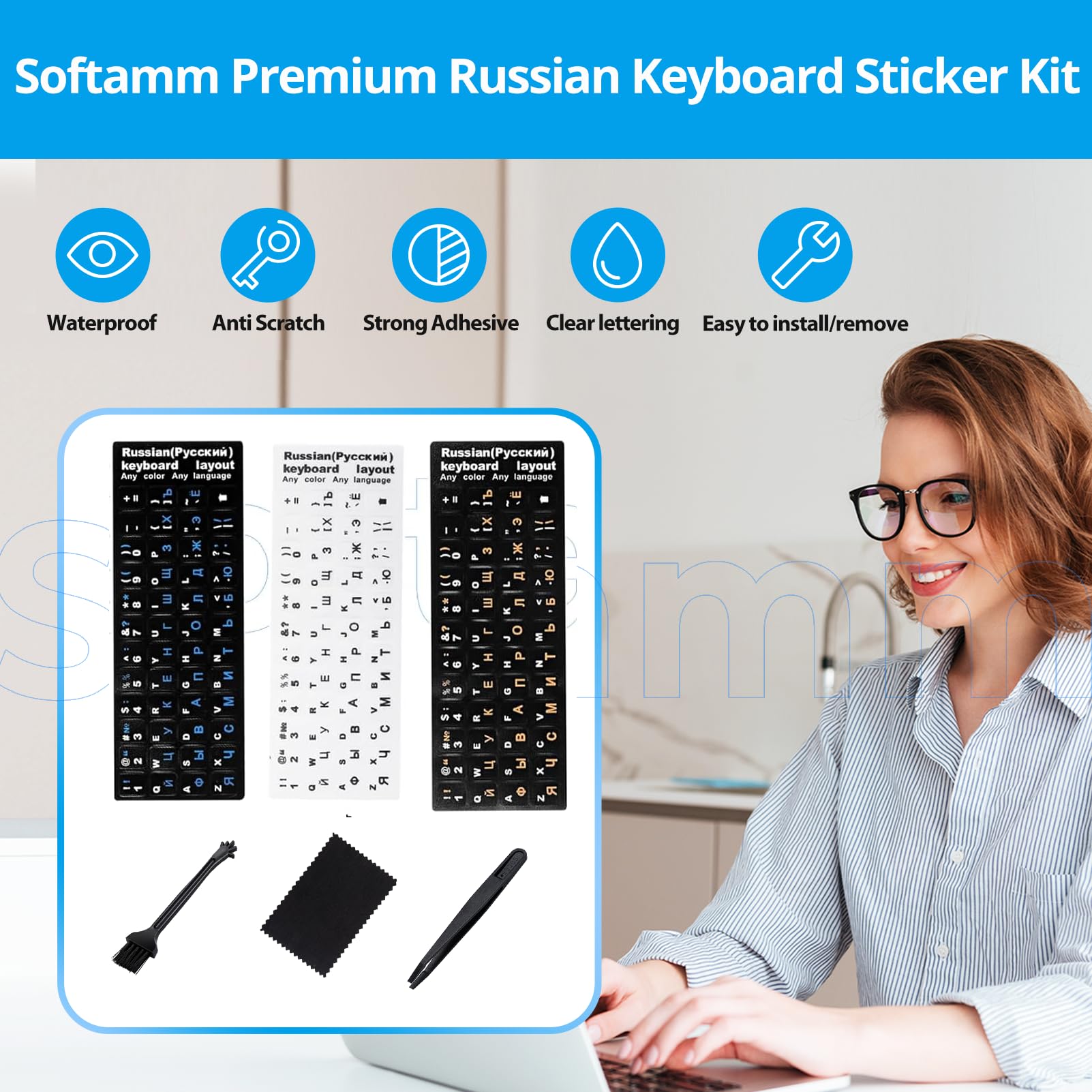 Mua Russian Keyboard Stickers[5 in 1],Cyrillic Keyboard Letter ...