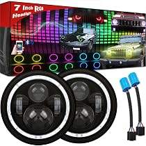 Amazon.com: 7 Inch LED Headlights for Wrangler JK headlight - RGB ...