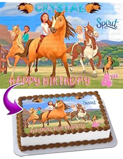 Spirit Riding Free Edible Image Cake Topper Party Personalized 1 4 Sheet Amazon Com Grocery Gourmet Food