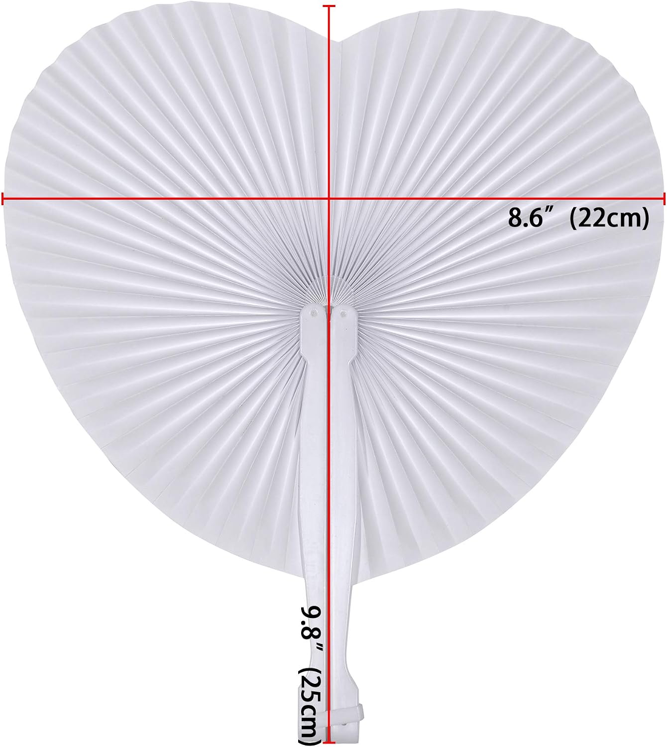 Icelus 60 Pcs White Heart Folding Paper Hand Fans,Decorative Wedding Foldable Handheld Fans Chinese and Japanese Fan Bulk for Bridal Guest Church Party Favors Dancing Birthday DIY - Image 3