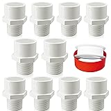 10Pcs White PVC Pipe Fittings, 1inch NPT Male
