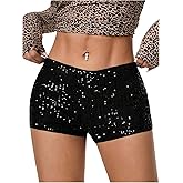 Floerns Women's Sequin Low Waist Mini Shorts Sparky Skinny Night Out Hot Pants