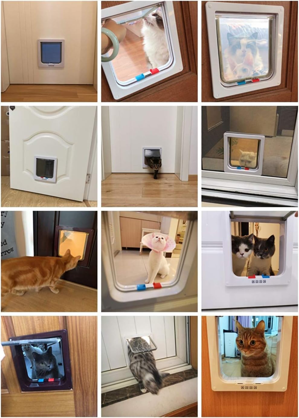 Rikounan Cat Door with 4 Way Locking, Quiet Pet Doors for Cats, Large Cat Doors for Interior Exterior Doors, Easy Installation Premium Cat Flap Door for Cats Small Dogs : Pet Supplies