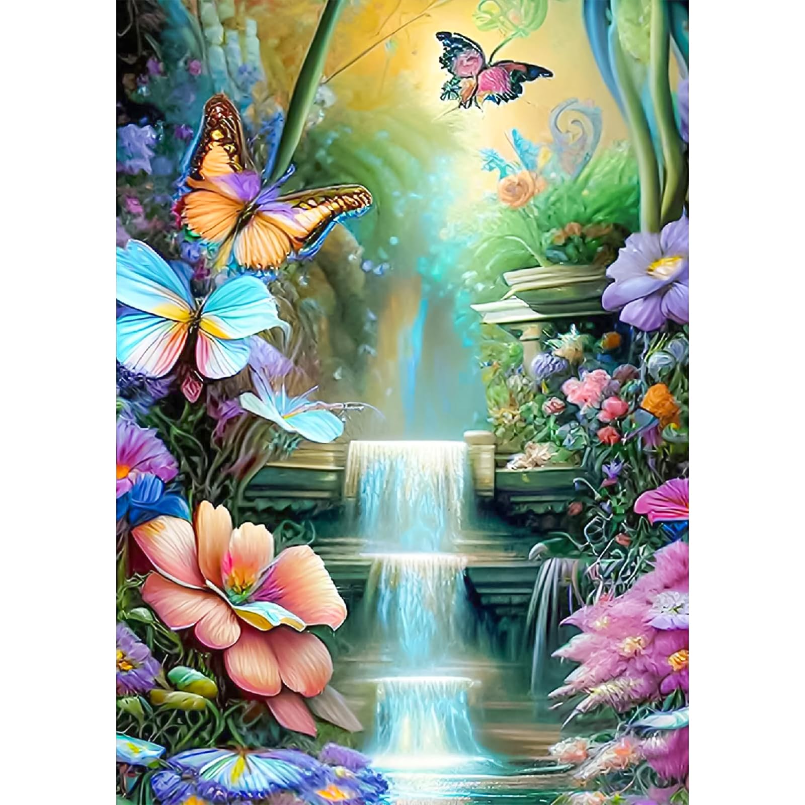 NAIMOER Butterfly Diamond Painting Kits for Adults, Full Drill Landscape Diamond Painting DIY 5D Diamond Painting Flowers Diamond Art Kits Picture for Home Wall Decor 30x40cm