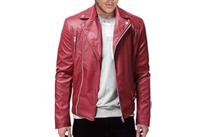 WENKOMG1 Men Faux Leather Jacket, Fall/Winter Thickening Coat Long Sleeve Zip Up Outwear Sports Basic Parka with Pocket