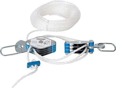 Silverline 180kg Cable Pulley Set 19.8m Cord Zinc Steel Runners 6:1 Advantage