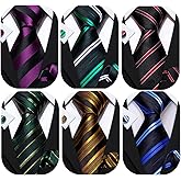 Barry.Wang 6 PCS Men Ties Set Silk Business Fashion Woven Necktie Handkerchief Cufflinks Paisley Stripe Wedding Party