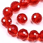 Dowarm 10MM Round Crystal Beads for Jewelry Making, Red/Siam Crystal Glass Beads for Crafts Bracelet Wind Chimes Suncatcher, Rondelle Spacer Beads, Faceted Loose Gemstones, 50PCS