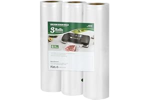 ROUUO 3Pack 11" x 10' Vacuum Sealer Bags Rolls,BPA Free,Heavy Duty,Leak-proof, Puncture Prevention,Freezer & Sous Vide Safe,Compatible with all vacuum sealer machines