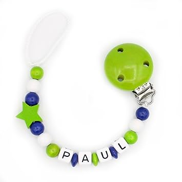 Schnullerkette Mundspiel Mit Namen Junge Grun Geschenk Zur Geburt Oder Taufe Paul Amazon De Baby