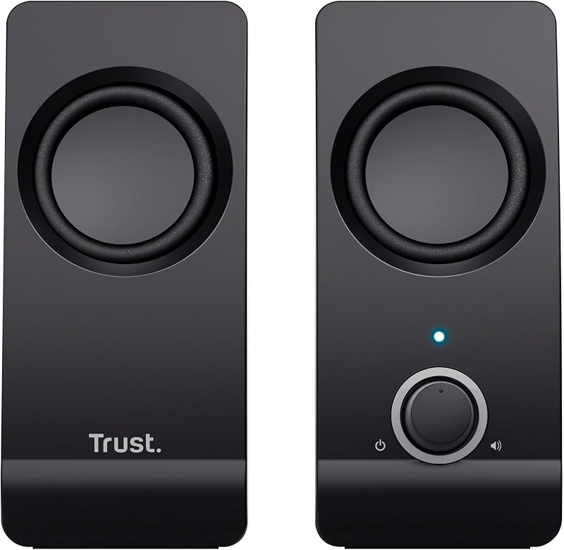 Remo 2.0 PC Lautsprecher Boxen 16 W (8 W RMS), 3,5 mm Audioanschluss, Stromversorgung über USB, Kompaktes Soundsystem, Stereo Lautsprecherset für Computer, Laptop – Schwarz