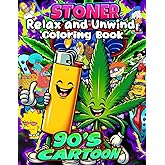 Stoner Coloring Book: 50+ Trippy & Psychedelic Designs for Stress Relief and Relaxation, Perfect Gift for Adults and Fans of Retro Cartoons to Unwind