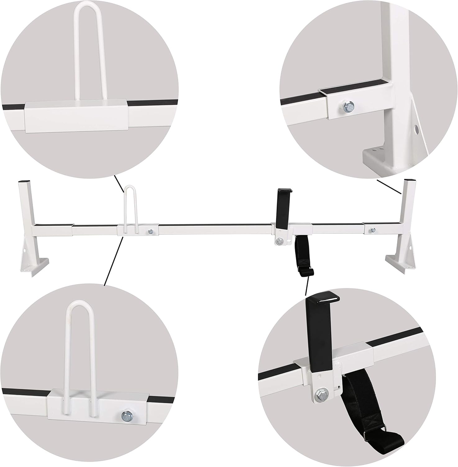 ECOTRIC Universal 3 Bars Van Roof Mount Full Size Steel Ladder Rack for Chevy Express Ford GMC Savana: Automotive
