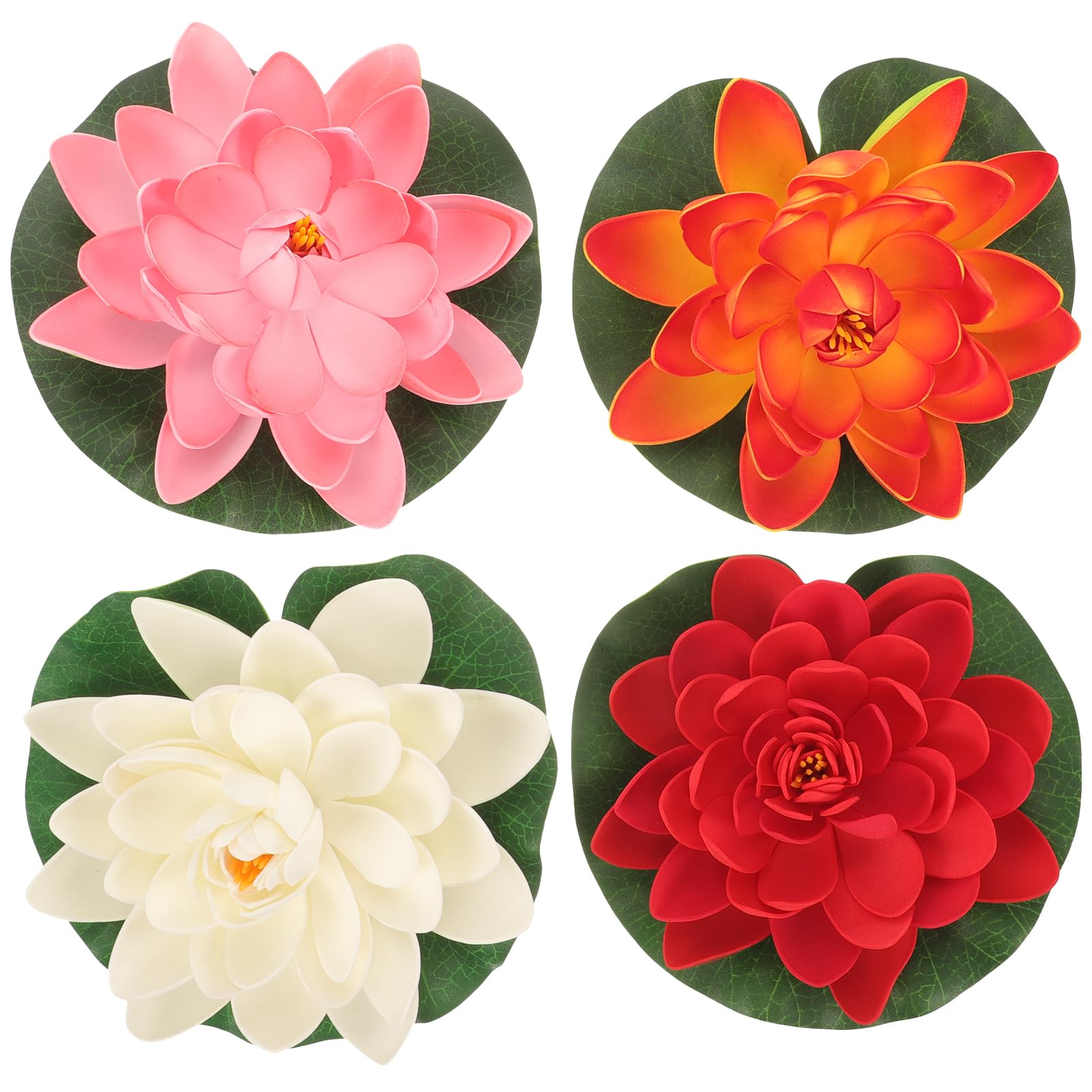 VALICLUD Plastic Lotus Artificial Floating Water Lily Simulation Lotus for Pond Fish Tank-4PCS