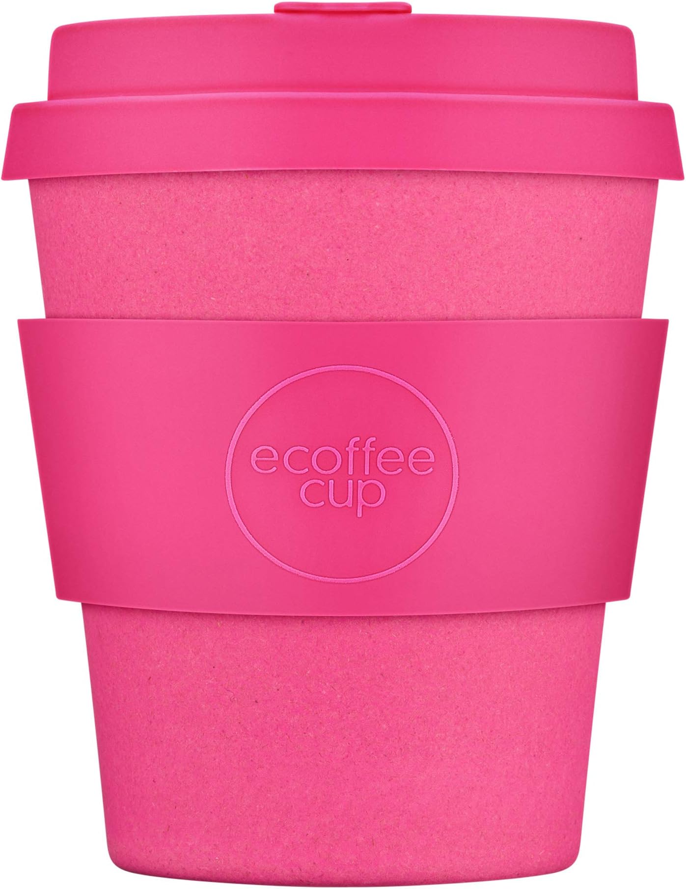 Ecoffee Cup Pink'd with Pink Silicone 8oz, Reusable and Eco Friendly Takeaway Coffee Cup